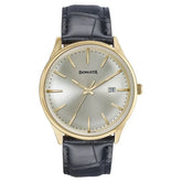 Sonata Wedding Edit Quartz Analog with Date Golden Dial Leather Strap Watch For Men 77166yl01