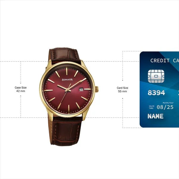Sonata Eternia Quartz Analog Watch For Men - 77166YL02 - KRISHNA WATCH COMPANY