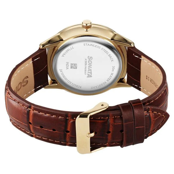 Sonata Eternia Quartz Analog Watch For Men - 77166YL02 - KRISHNA WATCH COMPANY