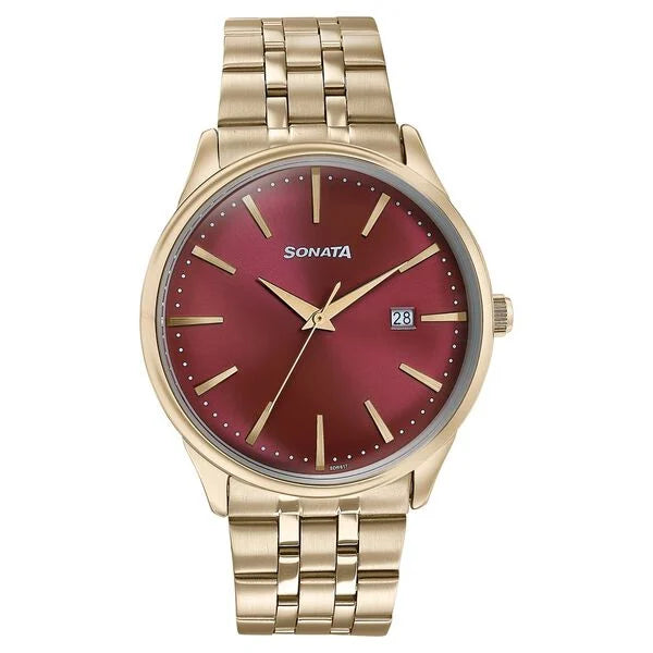 Sonata Wedding Edit Quartz Analog with Date Watch For Men 77166ym02 - KRISHNA WATCH COMPANY