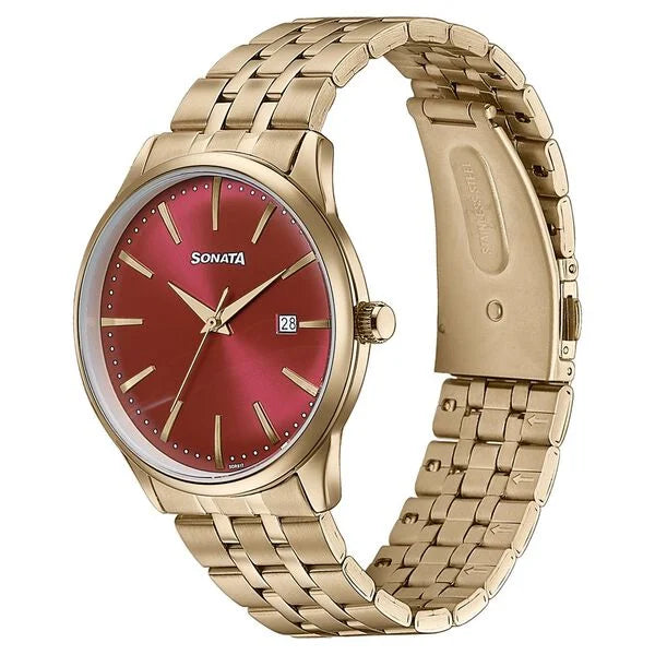 Sonata Wedding Edit Quartz Analog with Date Watch For Men 77166ym02 - KRISHNA WATCH COMPANY