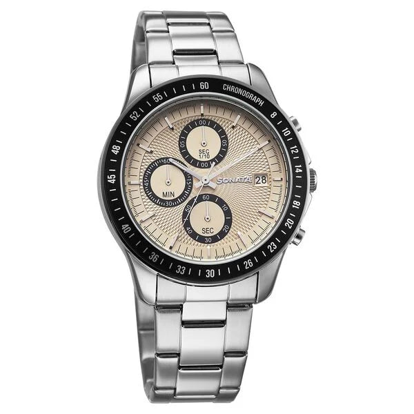 Sonata Chronos Quartz Analog with Date Watch For Men 77187km01 - KRISHNA WATCH COMPANY