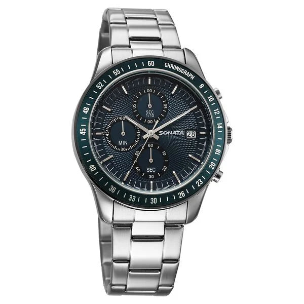 Sonata Chronos Quartz Analog with Date Watch For Men 77187km02 - KRISHNA WATCH COMPANY