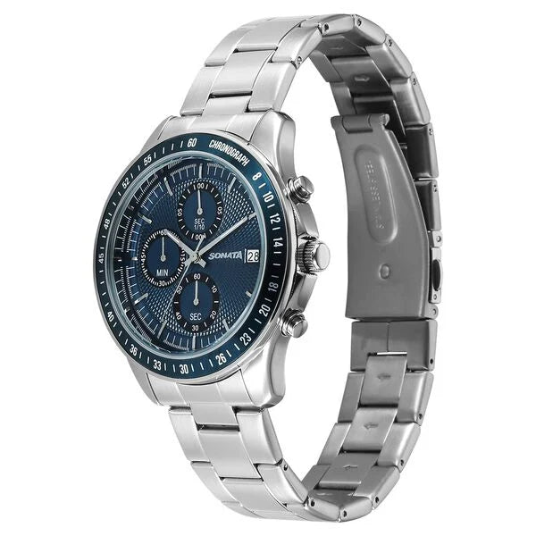 Sonata Chronos Quartz Analog with Date Watch For Men 77187km02 - KRISHNA WATCH COMPANY