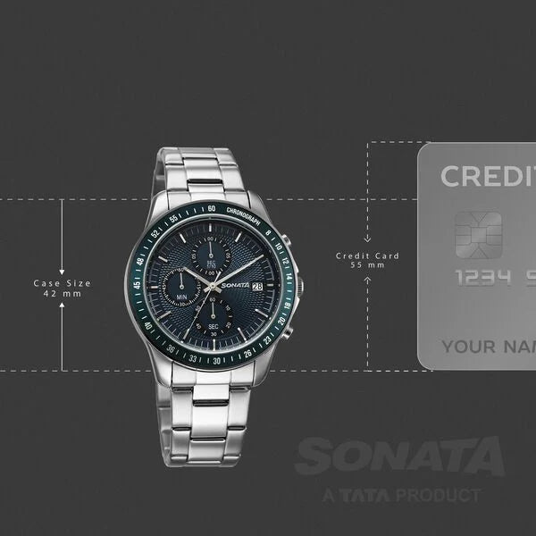 Sonata Chronos Quartz Analog with Date Watch For Men 77187km02 - KRISHNA WATCH COMPANY
