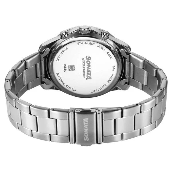 Sonata Chronos Quartz Analog with Date Watch For Men 77187km02 - KRISHNA WATCH COMPANY