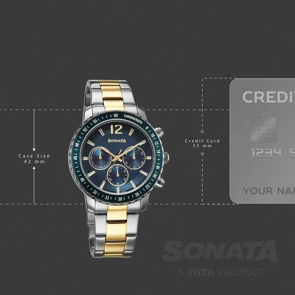 Sonata Chronos Quartz Analog with Date Watch For Men 77188km01 - KRISHNA WATCH COMPANY