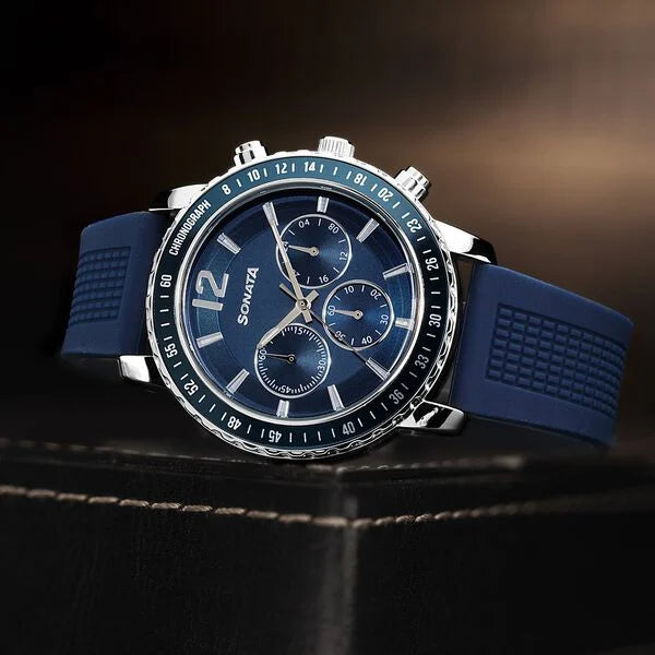 Sonata Chronos Quartz Analog with Date Watch For Men 77188kp01 - KRISHNA WATCH COMPANY