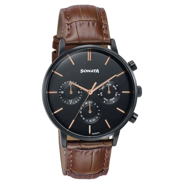 Sonata Festive Quartz Multifunction Watch For Men 77191nl01 - KRISHNA WATCH COMPANY