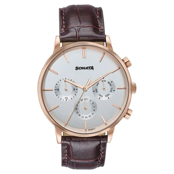 Sonata Festive Quartz Multifunction Watch For Men 77191wl01 - KRISHNA WATCH COMPANY