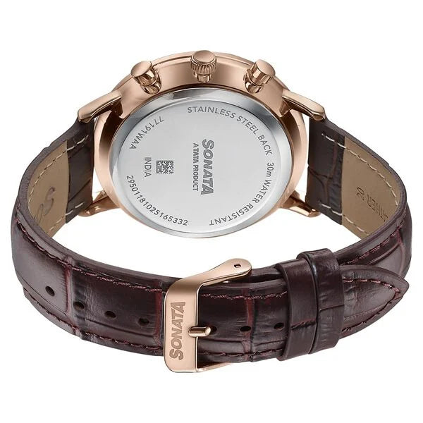 Sonata Festive Quartz Multifunction Watch For Men 77191wl01 - KRISHNA WATCH COMPANY