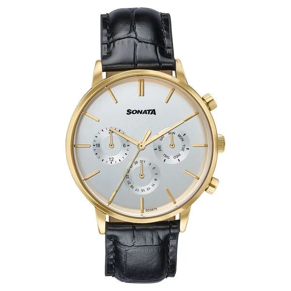 Sonata Festive Quartz Multifunction Watch For Men 77191yl01 - KRISHNA WATCH COMPANY