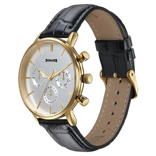 Sonata Festive Quartz Multifunction Watch For Men 77191yl01 - KRISHNA WATCH COMPANY