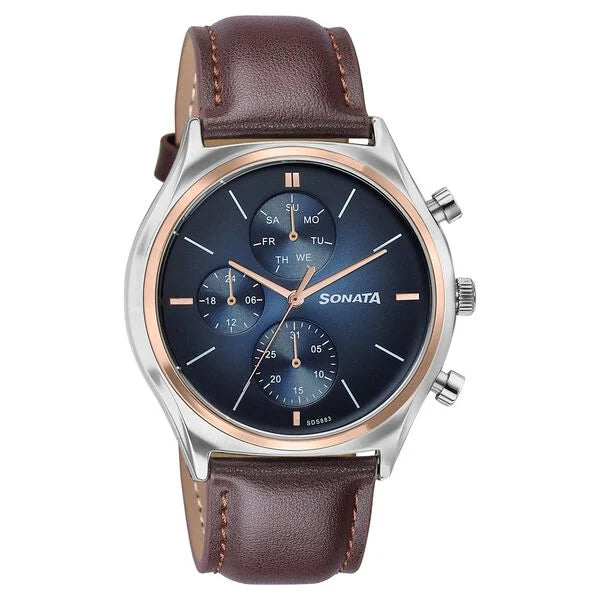 Sonata Festive Quartz Multifunction Watch For Men 77192kl01 - KRISHNA WATCH COMPANY