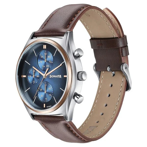 Sonata Festive Quartz Multifunction Watch For Men 77192kl01 - KRISHNA WATCH COMPANY