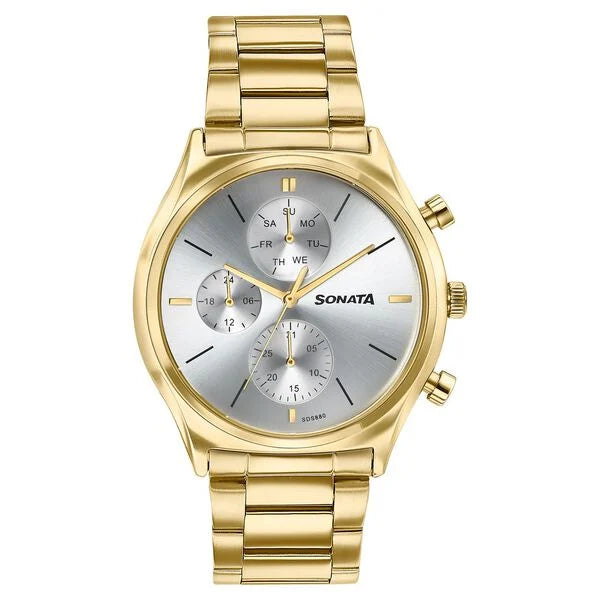 Sonata Festive Quartz Multifunction Watch For Men - 77192YM01 - KRISHNA WATCH COMPANY
