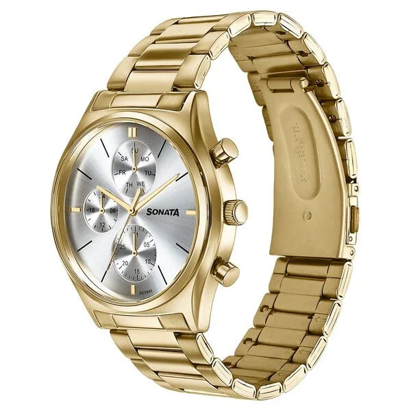 Sonata Festive Quartz Multifunction Watch For Men - 77192YM01 - KRISHNA WATCH COMPANY