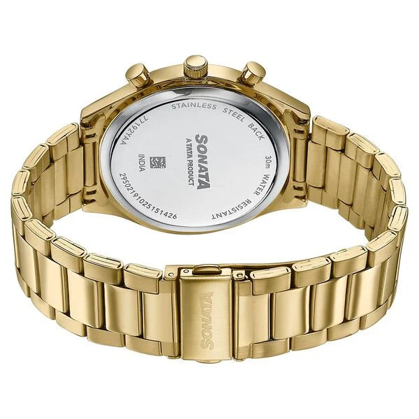 Sonata Festive Quartz Multifunction Watch For Men - 77192YM01 - KRISHNA WATCH COMPANY