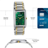 Sonata Ascent Green Rectangular Watch - 77196bm01