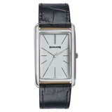 Sonata Ascent White Rectangular Watch with Leather Strap 77196sl01