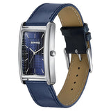 Sonata Ascent Blue Rectangular Watch with Blue Leather Strap 77196sl03