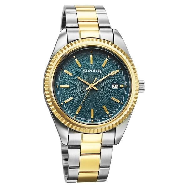 Sonata Festive Quartz Analog with Date Watch For Men - 77198BM01 - KRISHNA WATCH COMPANY