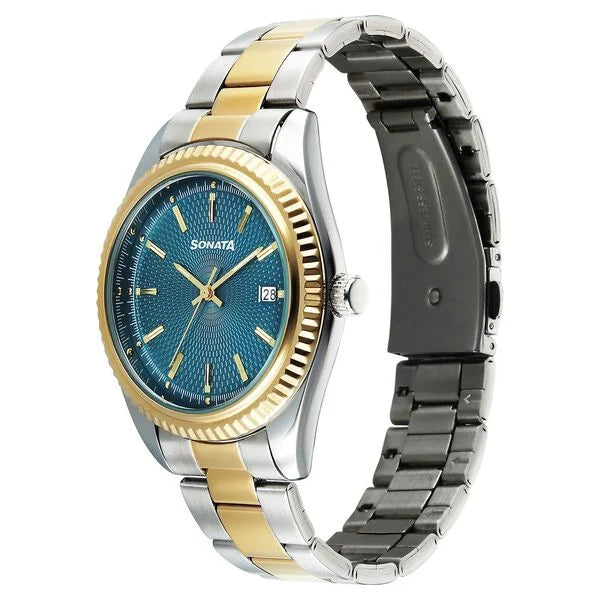 Sonata Festive Quartz Analog with Date Watch For Men - 77198BM01 - KRISHNA WATCH COMPANY
