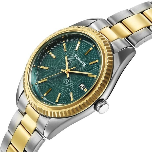 Sonata Festive Quartz Analog with Date Watch For Men - 77198BM01 - KRISHNA WATCH COMPANY