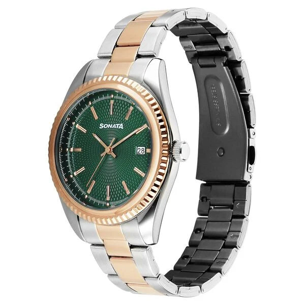 Sonata Festive Quartz Analog with Date Watch For Men - 77198KM01 - KRISHNA WATCH COMPANY