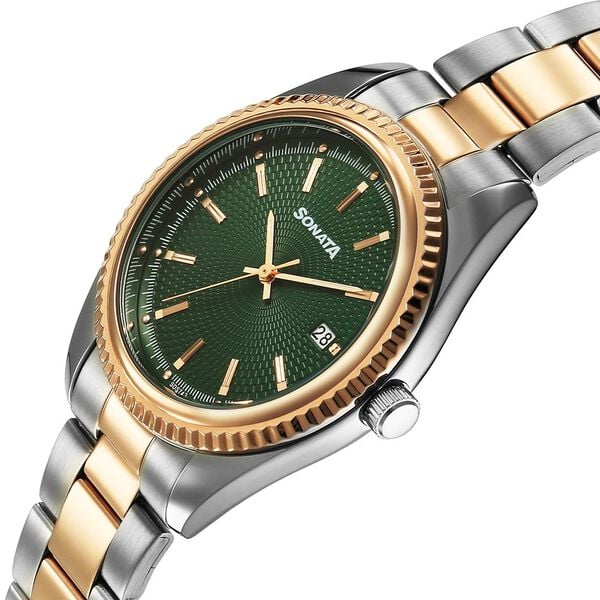 Sonata Festive Quartz Analog with Date Watch For Men - 77198KM01 - KRISHNA WATCH COMPANY