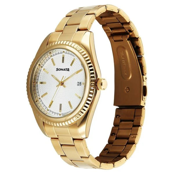 Sonata Festive Quartz Analog with Date Watch For Men 77198ym01 - KRISHNA WATCH COMPANY
