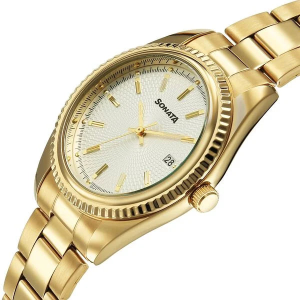 Sonata Festive Quartz Analog with Date Watch For Men 77198ym01 - KRISHNA WATCH COMPANY
