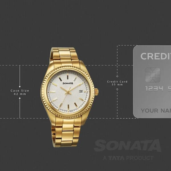 Sonata Festive Quartz Analog with Date Watch For Men 77198ym01 - KRISHNA WATCH COMPANY