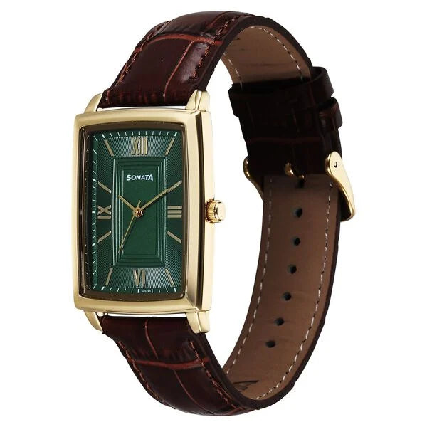 Sonata Festive Quartz Analog Watch For Men - 77199YL01 - KRISHNA WATCH COMPANY