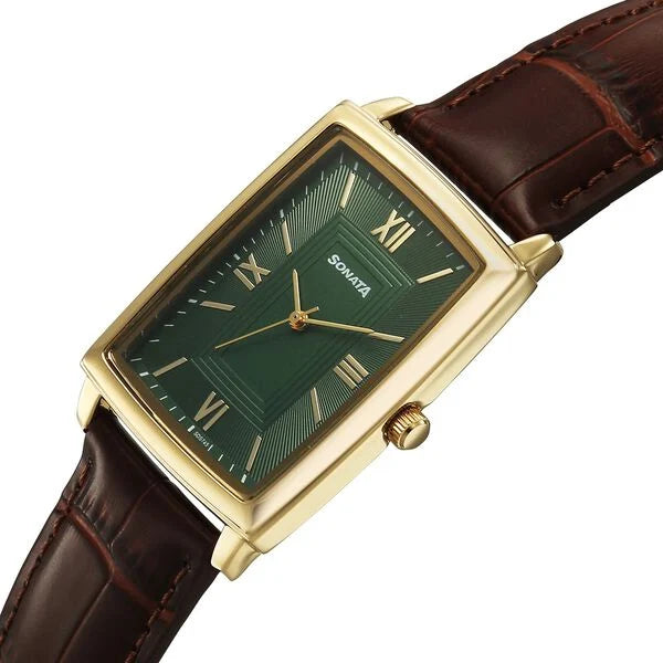 Sonata Festive Quartz Analog Watch For Men - 77199YL01 - KRISHNA WATCH COMPANY