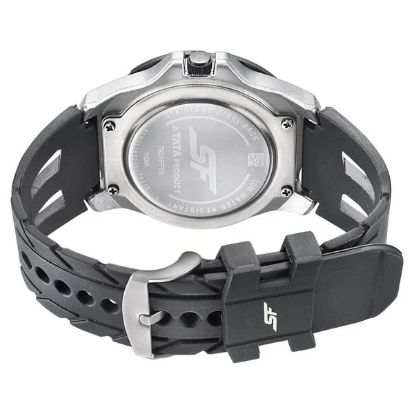 SF Quartz Analog Black Dial PU Strap Watch for Men 7929pp09w - KRISHNA WATCH COMPANY