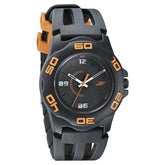 SF Quartz Analog Black Dial PU Strap Watch for Men 7929pp10w
