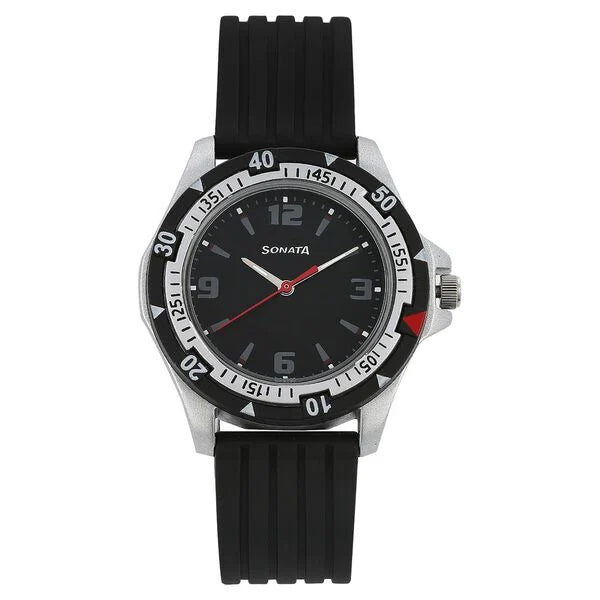 SF Quartz Analog Black Dial Plastic Strap Watch for Men 7930pp02 - KRISHNA WATCH COMPANY