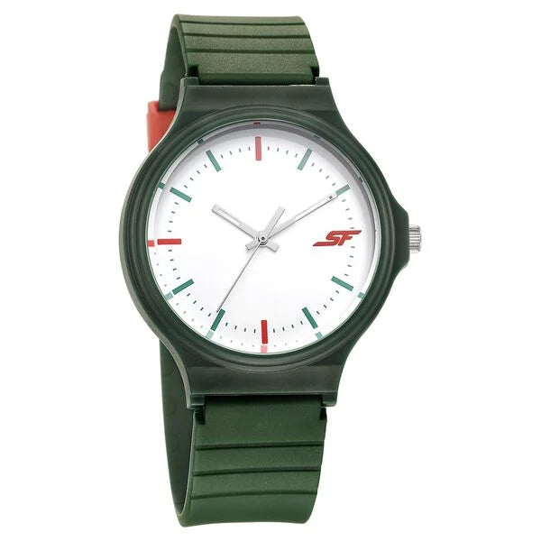 SF Quartz Analog White Dial Plastic Strap Watch for Men 7964pp06w - KRISHNA WATCH COMPANY
