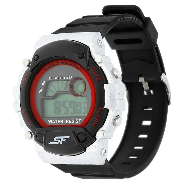 SF Digital Dial Black Plastic Strap Watch for Men 7982pp06 - KRISHNA WATCH COMPANY