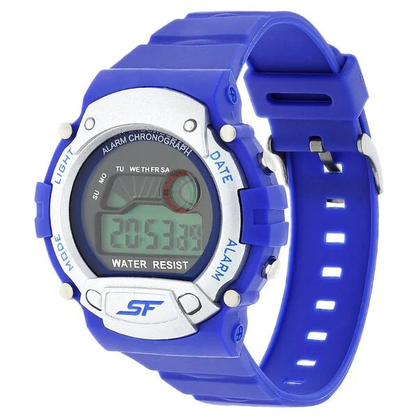 SF Digital Dial Blue Plastic Strap Watch for Men 7982pp07 - KRISHNA WATCH COMPANY