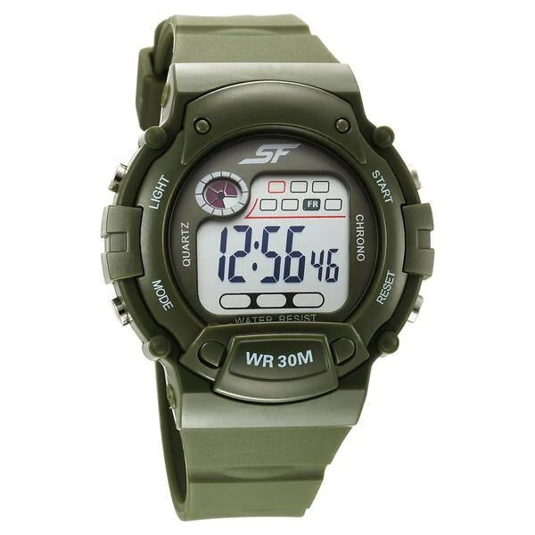 Sonata Digital Dial Green Plastic Strap Watch for Men - 7982PP12