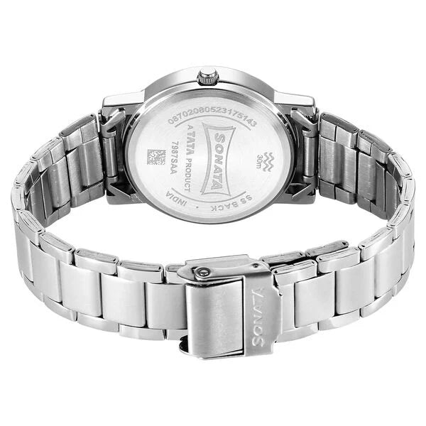 Sonata Classic Quartz Analog Green Dial Silver Stainless Steel Strap Watch for Men 7987sm10w - KRISHNA WATCH COMPANY