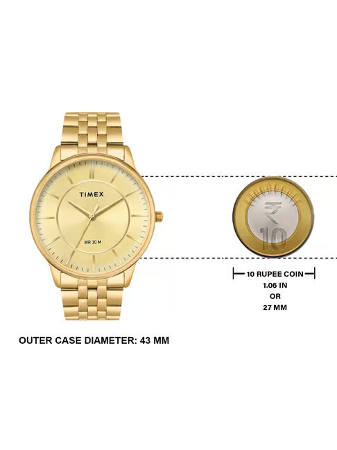TIMEX Classics Gold Round Dial Analog Mens Watch - TWTG12104 - KRISHNA WATCH COMPANY