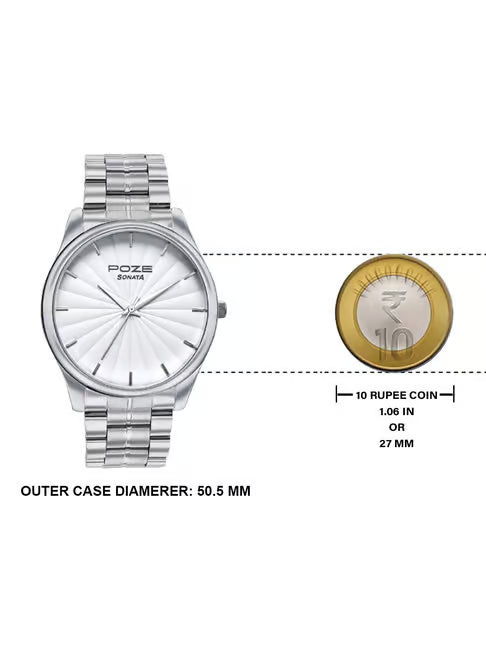 Sonata Poze Quartz Analog Watch For Men - 70064SM01 - KRISHNA WATCH COMPANY