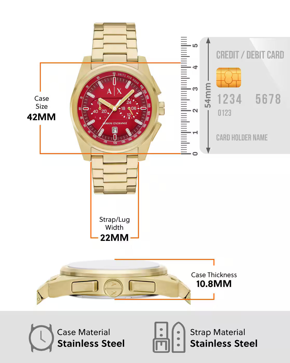 Armani Exchange Analog Red Dial Men's Watch - AX2863 - KRISHNA WATCH COMPANY