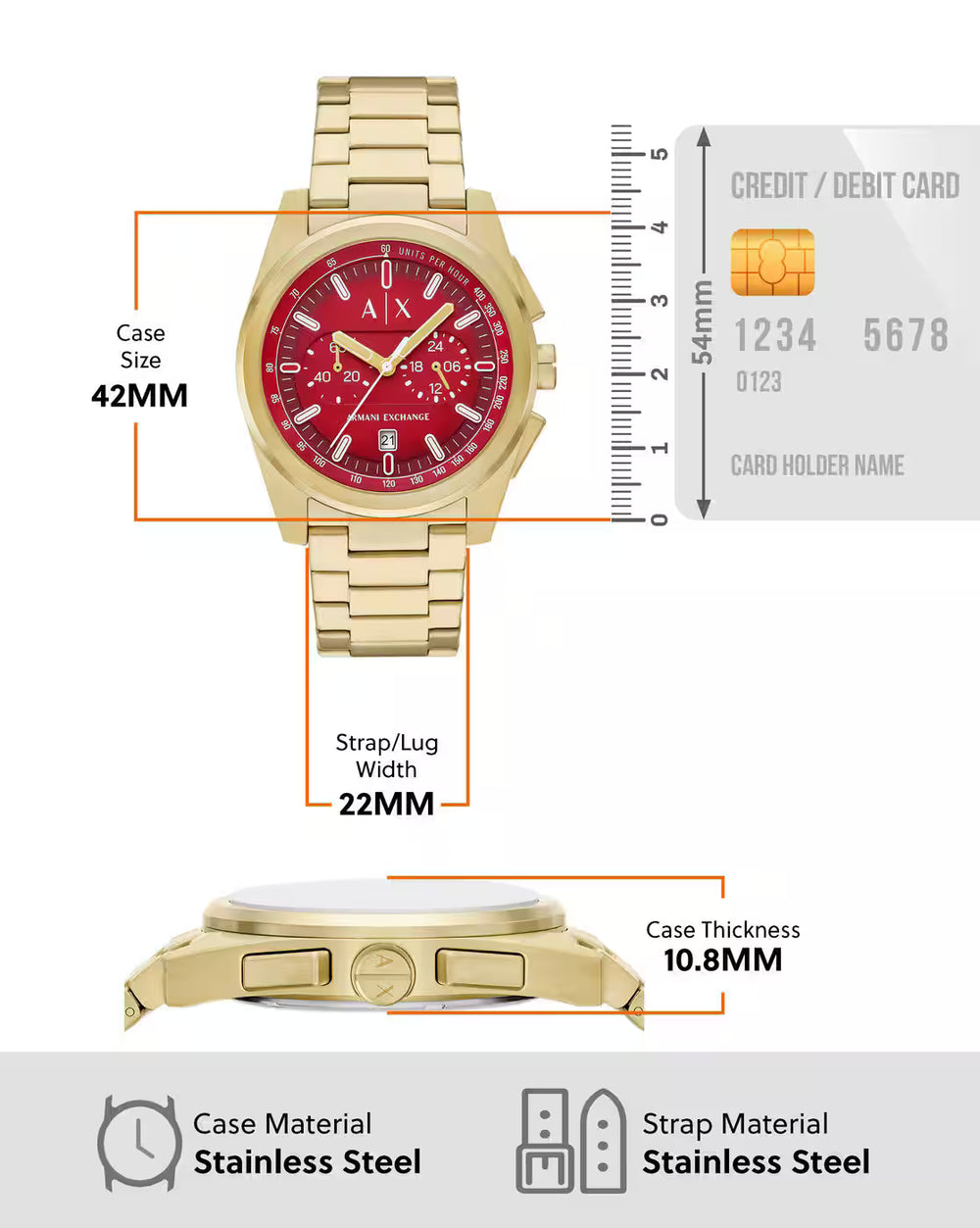 Armani Exchange Analog Red Dial Men's Watch - AX2863 - KRISHNA WATCH COMPANY
