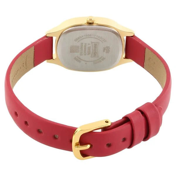 Sonata Quartz Analog Red Dial Leather Strap Watch for Women - 8060YL03 - KRISHNA WATCH COMPANY