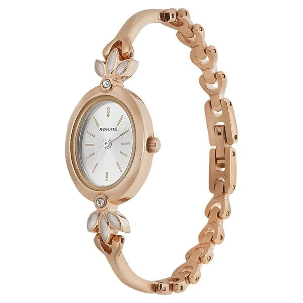 Sonata Blush Silver Dial Women Watch With Metal Strap 8091wm01 - KRISHNA WATCH COMPANY
