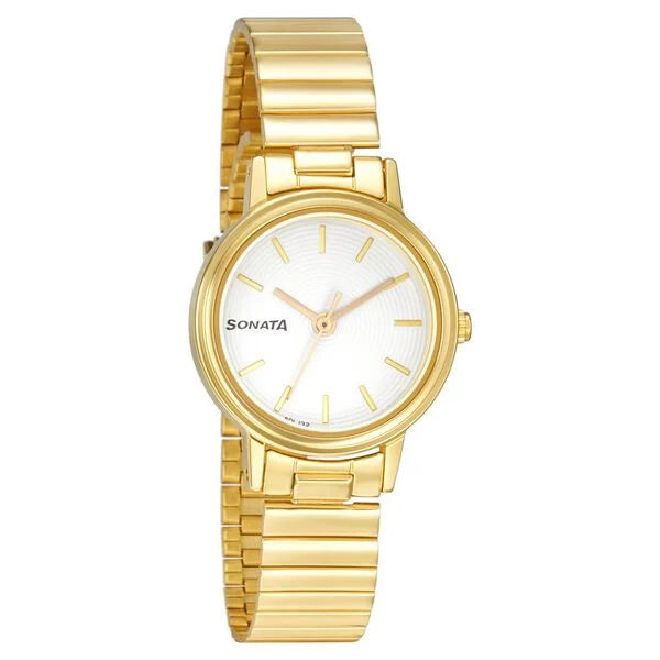 Sonata Essentials White Dial Women Watch 8096YM07 - KRISHNA WATCH COMPANY